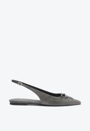 Sapato Preto Schutz Slingback Cady Ballet Couro