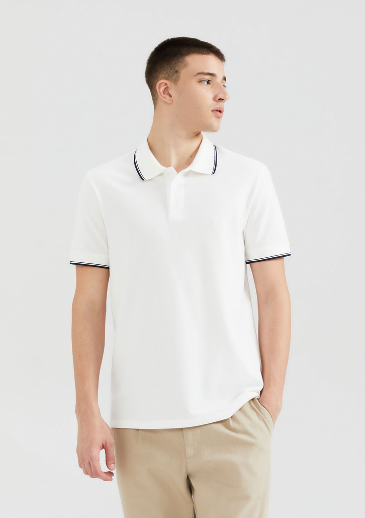 Camisa Polo Básica Branca Hering Manga Curta Em Piquet