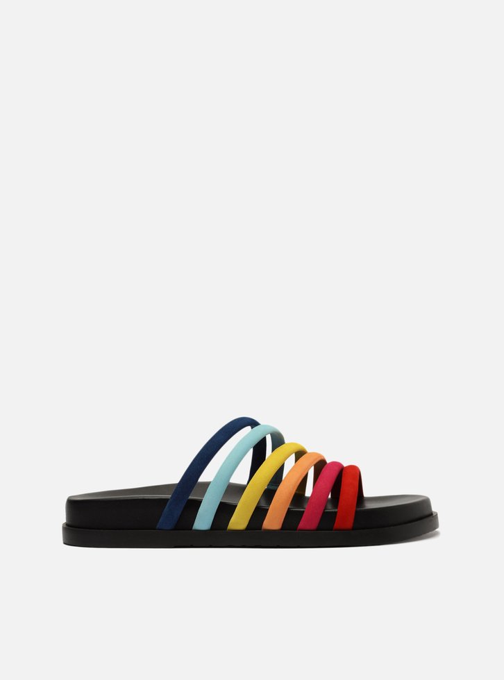 RASTEIRA PRETA AREZZO NOBUCK TIRAS COLORIDAS FEFE
