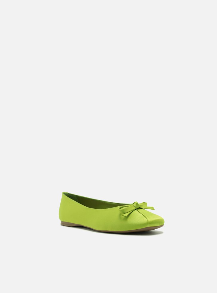 Sapatilha Verde Cetim Bico Quadrado