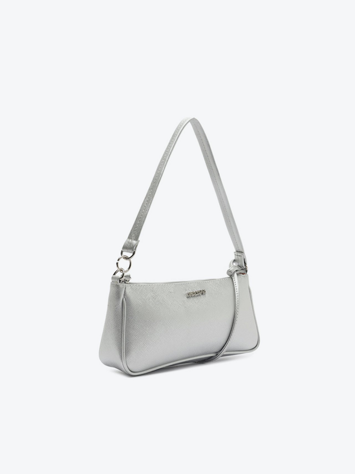 Bolsa Tiracolo Pequena Detalhe Metal Prata
