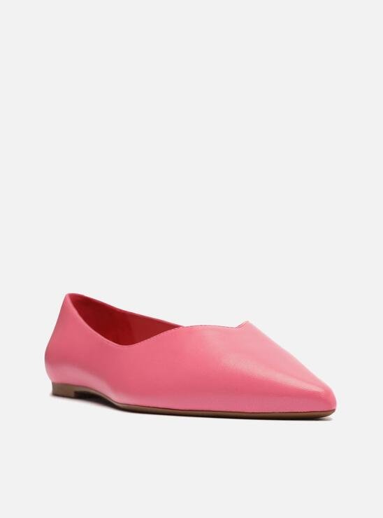 SAPATILHA ROSA PINK AREZZO COURO BICO FINO