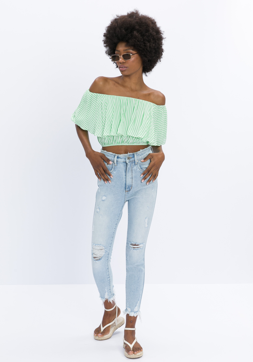 BLUSA CROPPED VERDE MY FAVORITE THINGS OMBRO A OMBRO | ZZ MALL