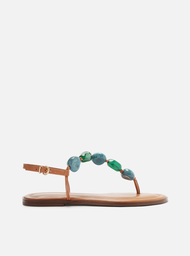 Sandália Rasteira Marrom Arezzo Slim Pedras Boho