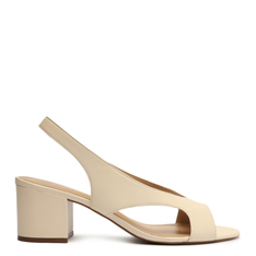 Sandália Off-White Arezzo Couro Salto Médio Slingback