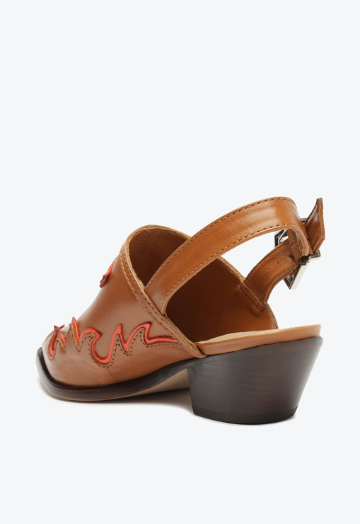 Mule Western Salto Bloco S-Adriana Couro Marrom