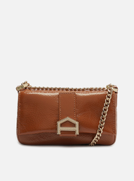 Bolsa Tiracolo Marrom Arezzo Couro Pequena Gisele Corrente