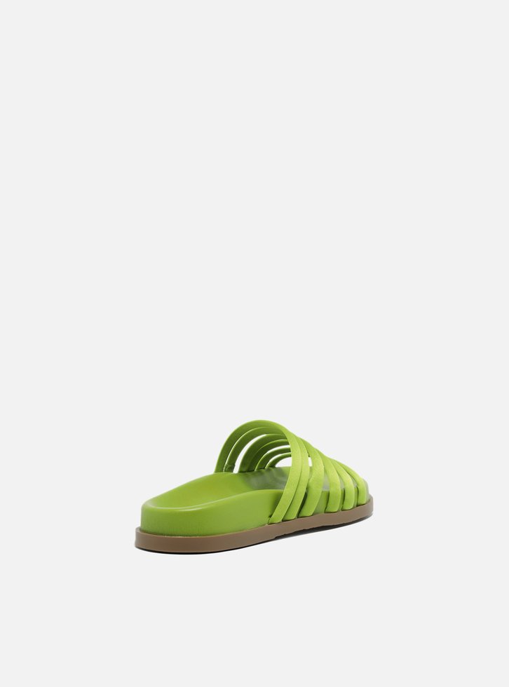 Slide Verde Bico Redondo Tiras Bombadas