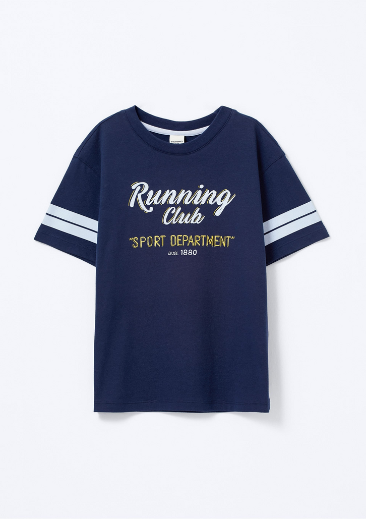 Camiseta Infantil Azul Hering Menino Oversized Estampada