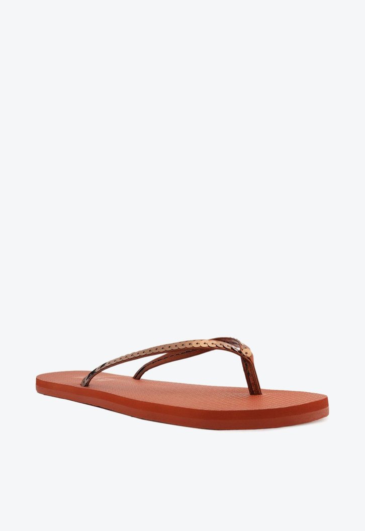 Chinelo De Dedo Vermelho Brizza Tira Metaliza