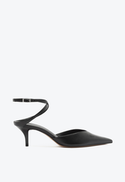 Sapato Scarpin Preto Schutz Salto Médio Tiras Couro