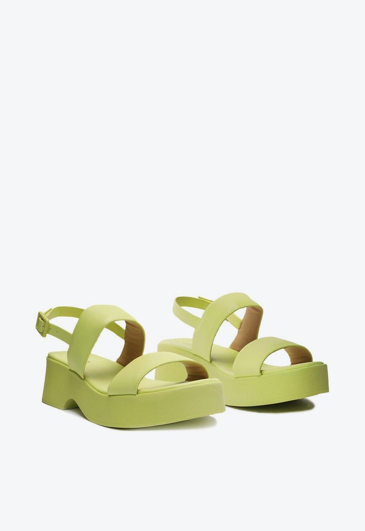 Sandália Flatform Verde Anacapri Lemon Mirela Duas Tiras