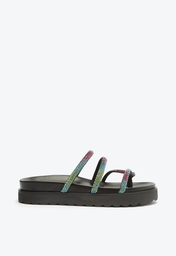 Sandália Papete Preta Colorida Schutz Phoebe Sporty Brilho