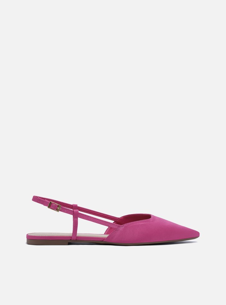 Sapatilha Rosa Tecido Bico Fino