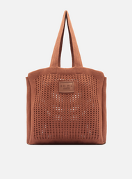 Bolsa Shopping Marrom Crochê Mônaco Grande