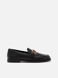 Mocassim Preto Arezzo Couro Medalha