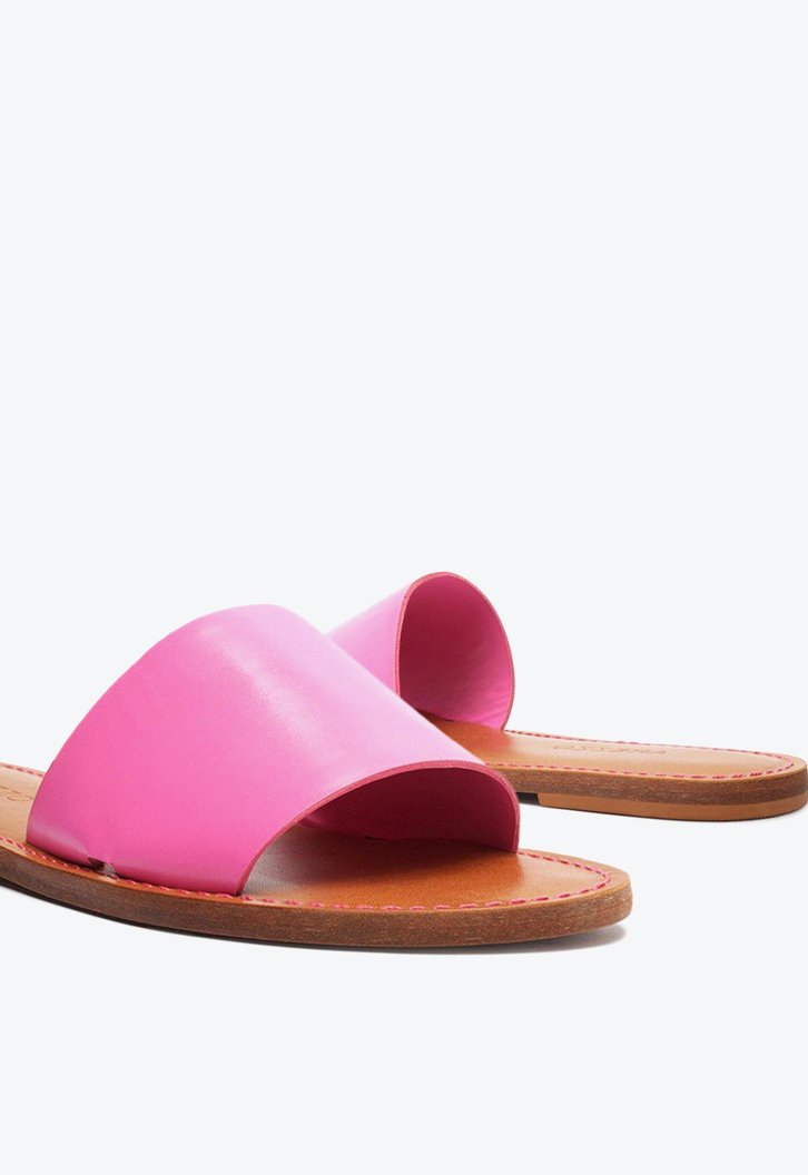 Sandália Rasteira Slide Rosa Arezzo Couro