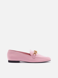 Mocassim Rosa Arezzo Couro Bridão Metal Textura