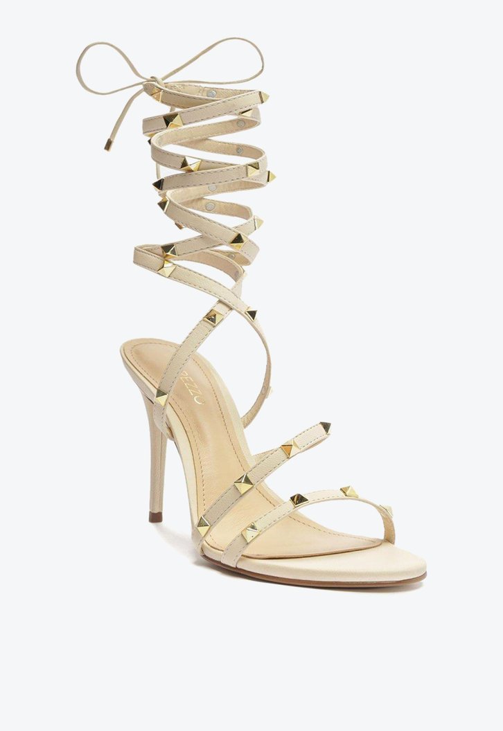 Sandália Gladiadora Off-White Arezzo Couro Salto Fino Ella