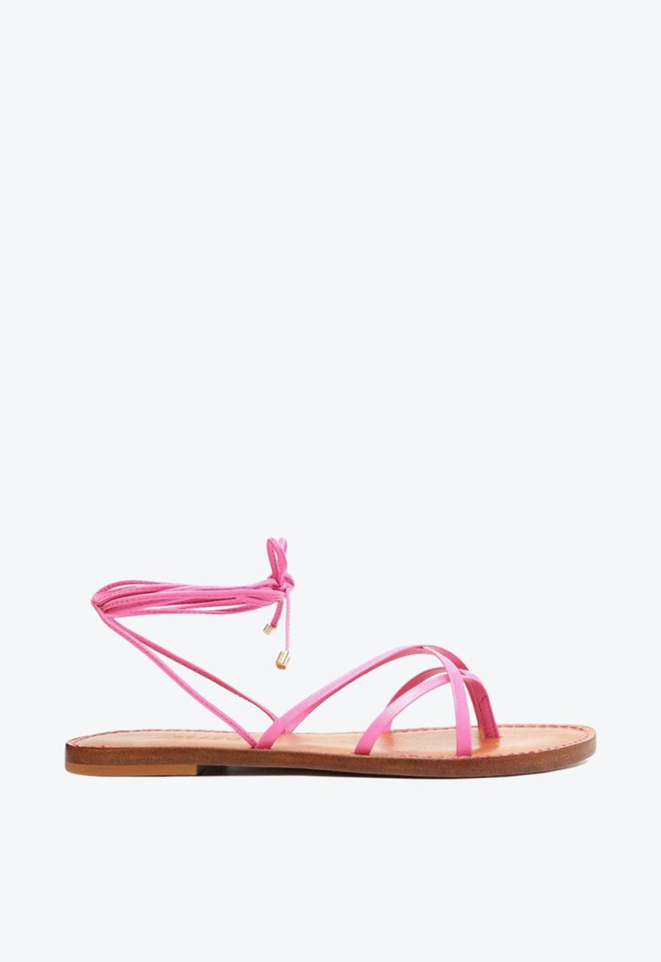 Sandália Rasteira Rosa Arezzo Amarração Ella
