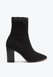 Bota Dae Salto Bloco Médio Knit Preta