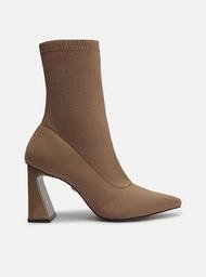 Bota Skinny Nude Arezzo Knit Cano Curto