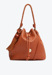 Bolsa Bucket Laranja Anacapri Média Alça Corda Barbicacho
