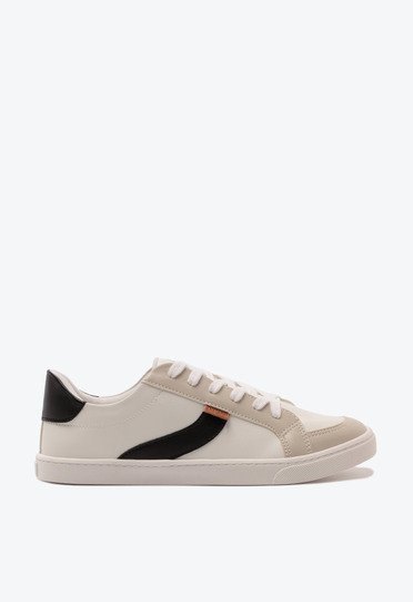 Tênis Faixa Lateral Branco e Preto | ZZ MALL