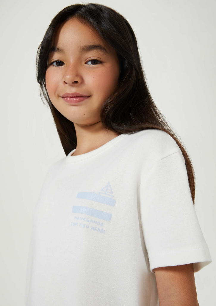 Pijama Curto Infantil Off White Hering Listrado Tal Pai Tal Filho