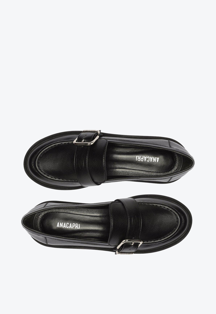 Mocassim Preto Anacapri Tratorado Fivela