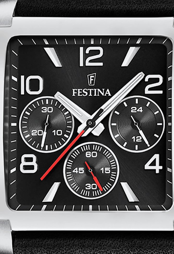Relógio Preto  Festina Timeless Chronograph Masculino Couro