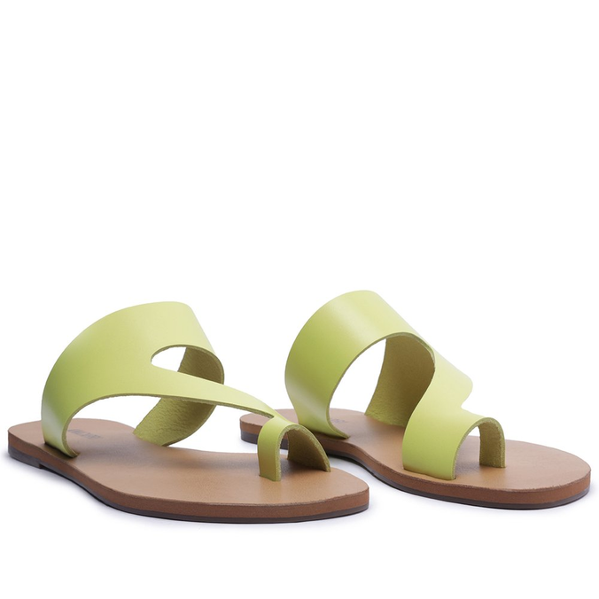 Rasteira Verde Lemon Couro Detalhe Dedo