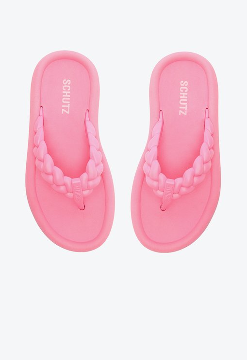 Sandália Flip Flop Jelly Trançada Rosa