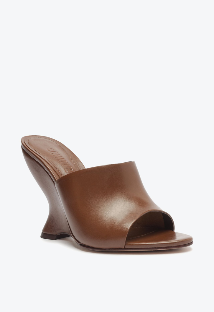 Sandália Mule Couro Marrom Escuro