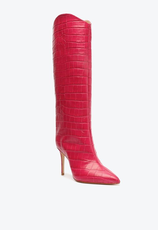 BOTA PINK SCHUTZ MARYANA COURO CROCO