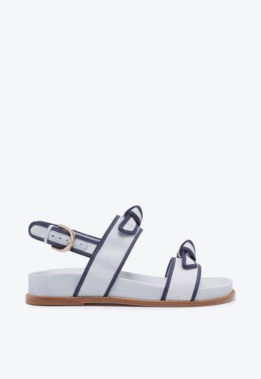 Grosgrain Raffia Sport Sandal 35 Serene Blue
