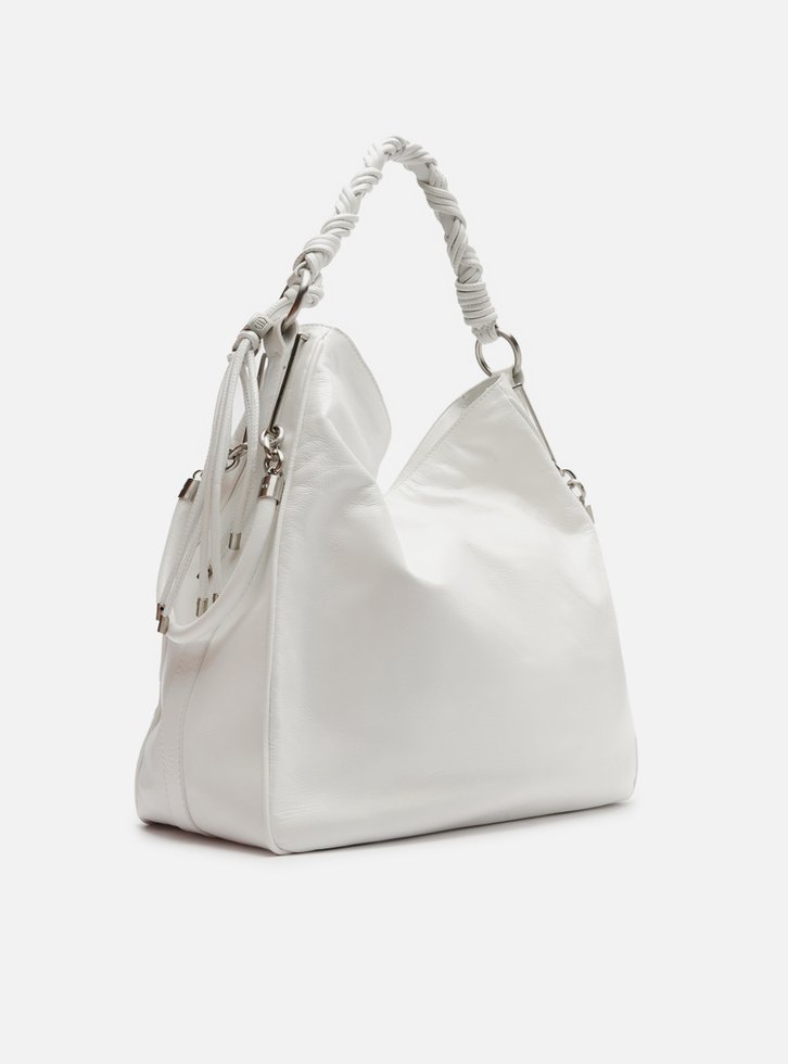 Bolsa Hobo Branca Couro Grande Alça Torcidos