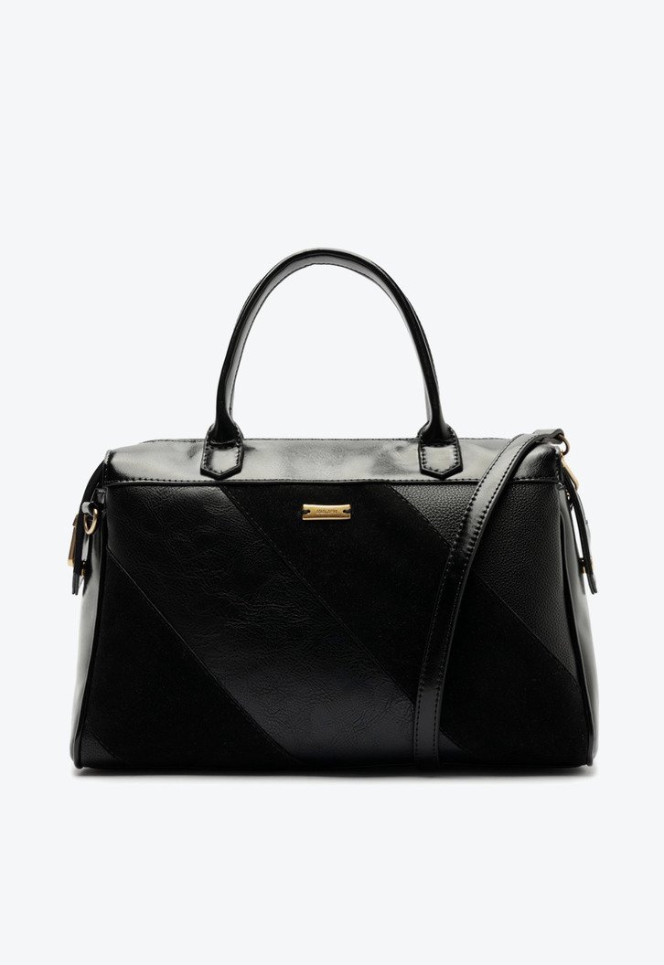 Bolsa Tote Grande Mix Texturas Preta