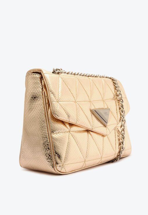 BOLSA TIRACOLO DOURADA SCHUTZ GRANDE NEW 944 COURO SNAKE