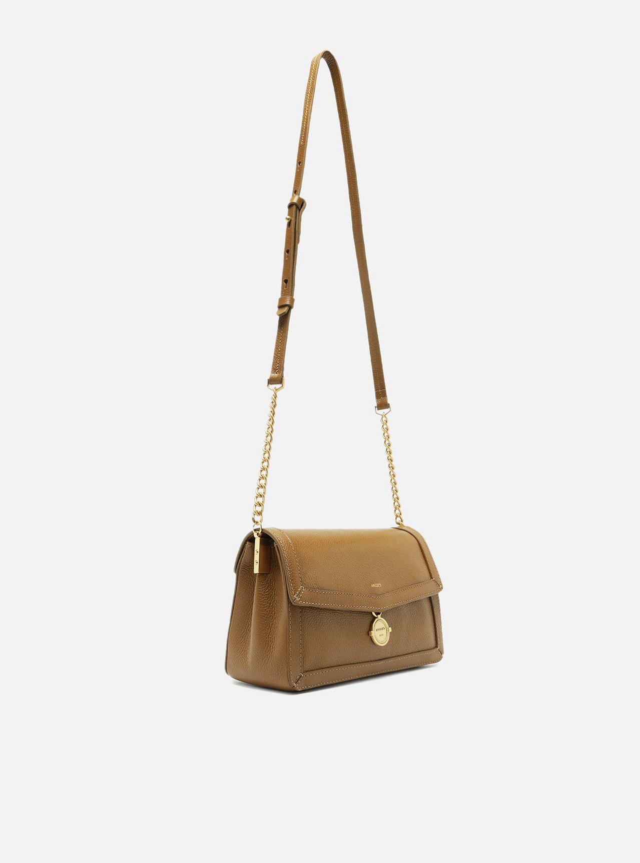 キャロル Bolsa Tiracolo Caramelo Couro Média Medalha | ZZ MALL
