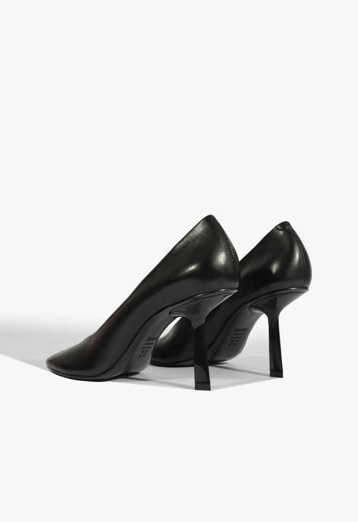 Scarpin Couro Salto Fino Alto Preto