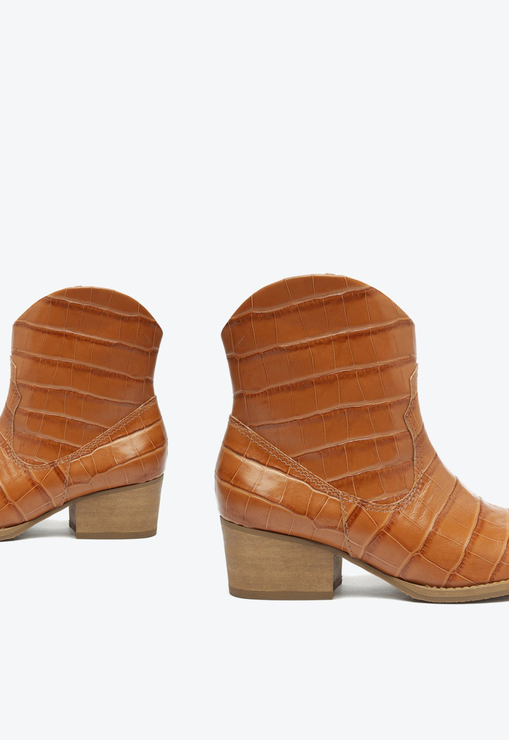Bota Souli Couro Croco Marrom