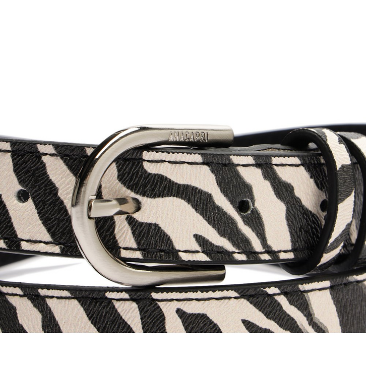 Cinto Fino Fivela Metálica Valentina Animal Print Zebra