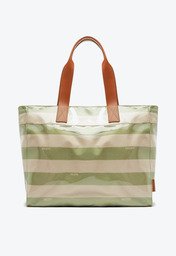 Bolsa Shopping Anacapri Grande Listras Vinil Verde