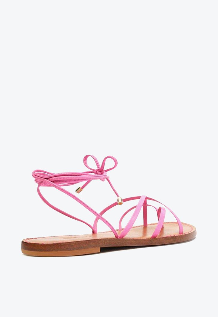 Sandália Rasteira Rosa Arezzo Amarração Ella