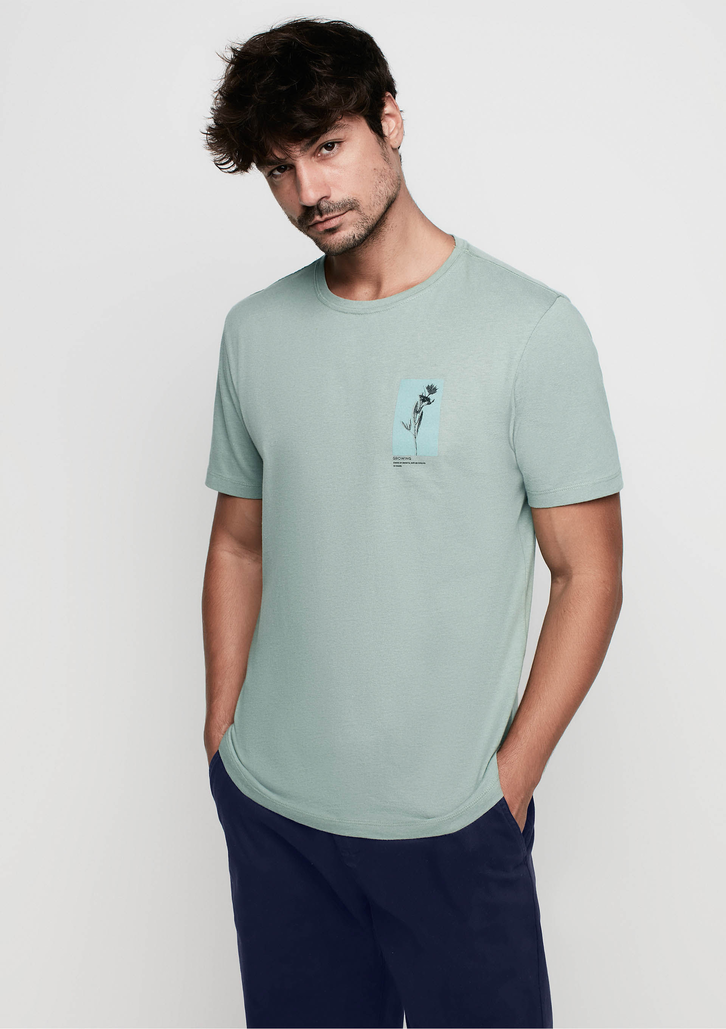 Camiseta Verde Menta Dzarm Masculina Manga Curta Decote Redondo
