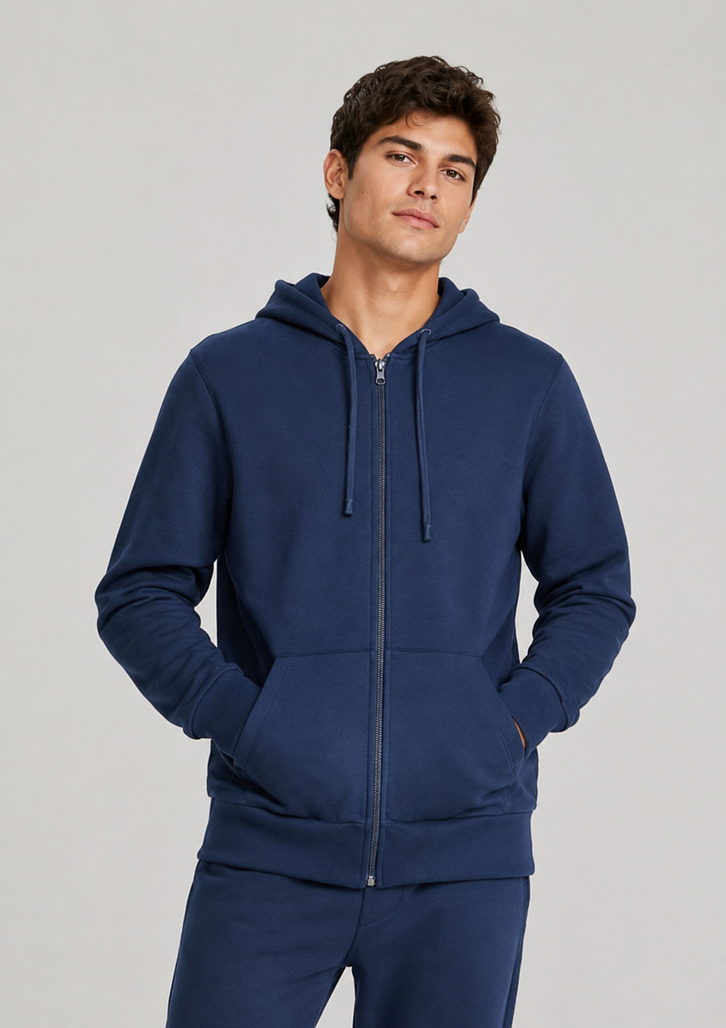 Jaqueta Azul Hering Básica Masculina De Moletom Peluciado Com Capuz