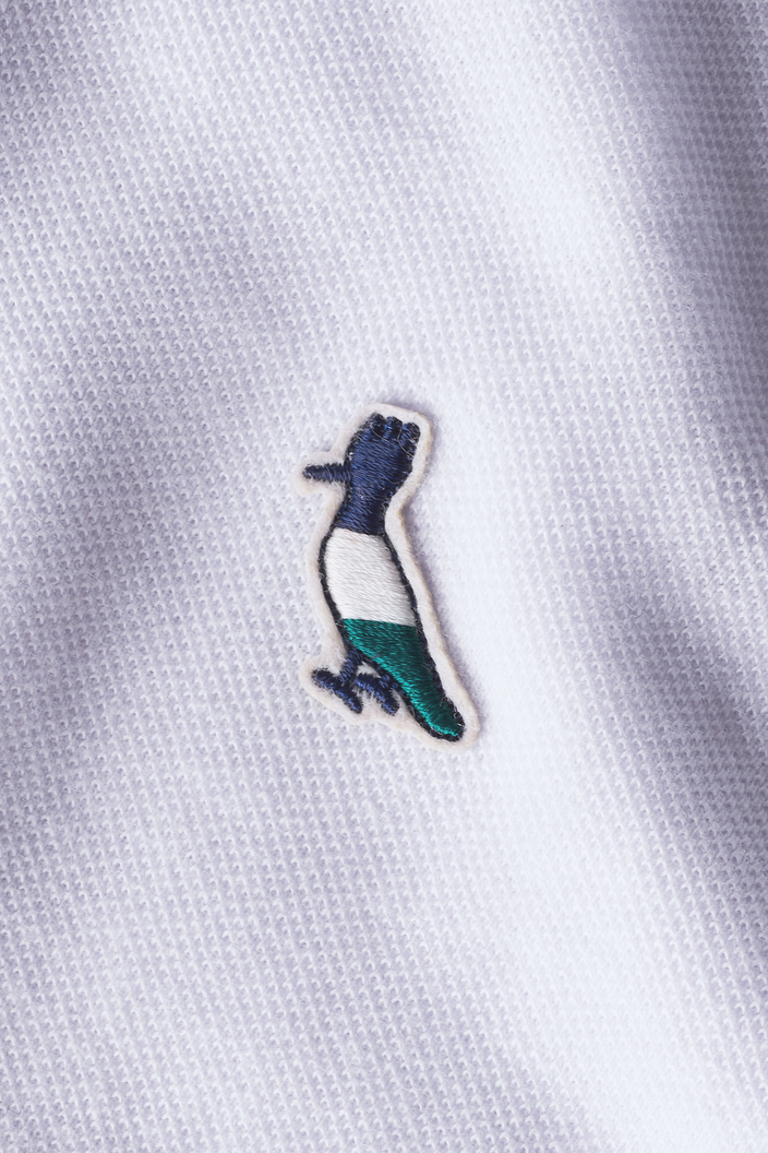 CAMISA POLO BRANCA RESERVA PIQUET PATCH PICA PAU TRICOLOR