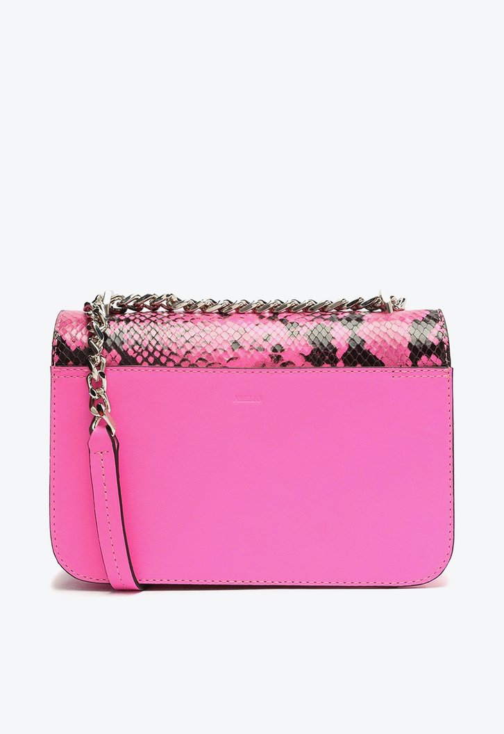 Bolsa Tiracolo Rosa Arezzo Couro Snake Karen Média