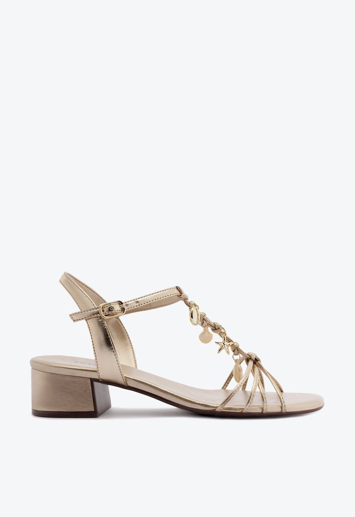 Sandália Salto Bloco Sunset Dourada